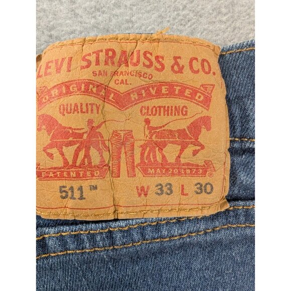 Levis 511 Jeans Mens Size 33x30 Blue Classic Straight Faded Whiskers Comfort Y2K - Picture 9 of 12